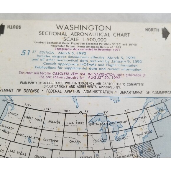 Washington sectional aeronautical chart 1992 - Picture 1 of 4